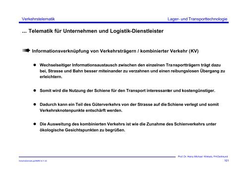 Verkehrstelematik - Prof. Dr. Heinz-Michael Winkels