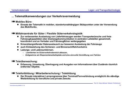 Verkehrstelematik - Prof. Dr. Heinz-Michael Winkels