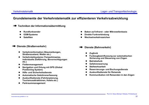 Verkehrstelematik - Prof. Dr. Heinz-Michael Winkels