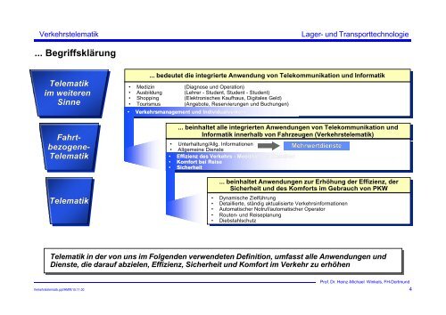 Verkehrstelematik - Prof. Dr. Heinz-Michael Winkels