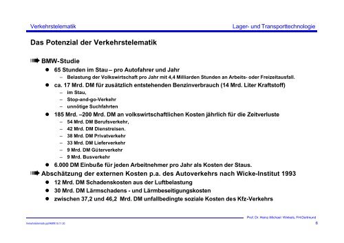 Verkehrstelematik - Prof. Dr. Heinz-Michael Winkels