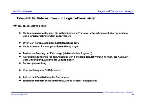 Verkehrstelematik - Prof. Dr. Heinz-Michael Winkels