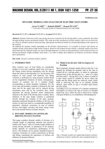 machine design, Vol.3(2011) No 1, ISSN 1821-1259 pp. 27-30