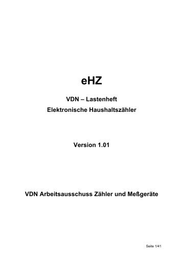 VDN – Lastenheft Elektronische Haushaltszähler Version ... - Hager