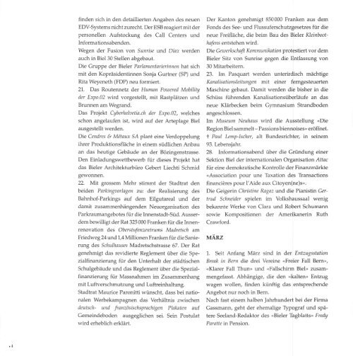 Bieler Chronik, 2001 (pdf, 59.7MB) - Stadtbibliothek Biel