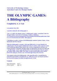 THE OLYMPIC GAMES: A Bibliography - UTS:Business - University ...