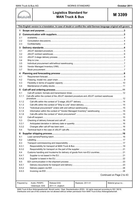 Logistics Standard For M 3399