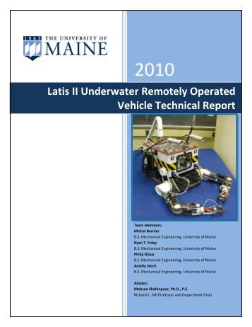 Latis II Underwater Remotely Operated Vehicle Technical Report