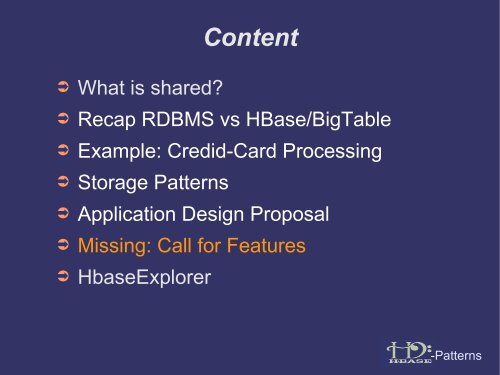 Usage Patterns for Apache HBase