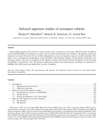 Infrared signature studies of aerospace vehicles - DSpace at IIT ...