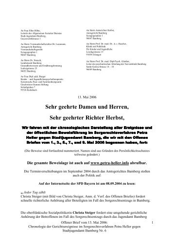 Offener Brief vom 13. Mai 2006 - Petra Heller