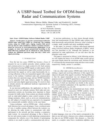 A USRP-based Testbed for OFDM-based Radar and ... - CEL - KIT