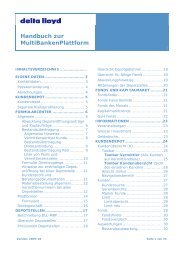 Handbuch zur MultiBankenPlattform - Delta Lloyd