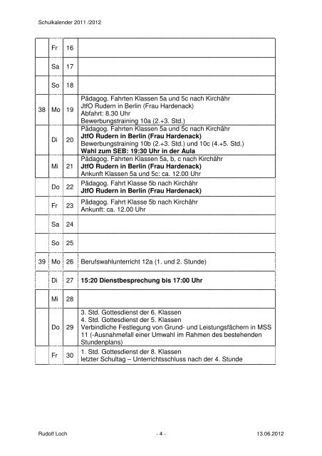 Schulkalender Homepage 2011 2012 - Privates Johannes ...