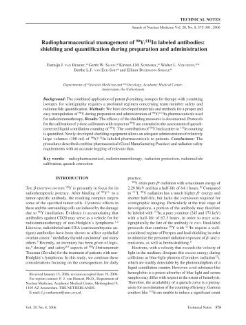 Radiopharmaceutical management of 90Y/111In labeled antibodies ...