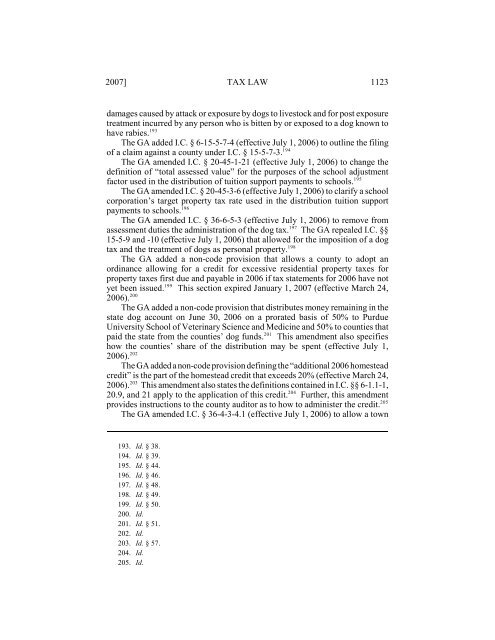 Recent Developments in Indiana Taxation - I.U. School of Law ...