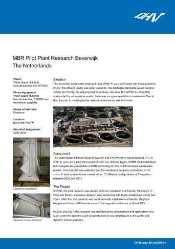 MBR Pilot Plant Research Beverwijk The Netherlands - Dhv