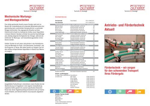 Antriebs- und Fördertechnik Aktuell - Schäfer Technik GmbH