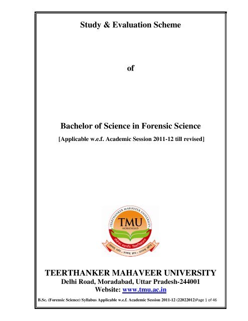 Study & Evaluation Scheme of Bachelor of Science in Forensic ...