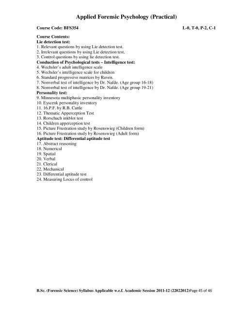 Study & Evaluation Scheme of Bachelor of Science in Forensic ...