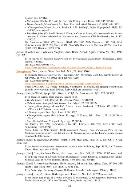 1 Check-list of Cladosporium names Frank M. DUGAN, Konstanze ...