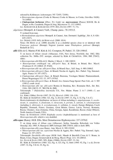 1 Check-list of Cladosporium names Frank M. DUGAN, Konstanze ...