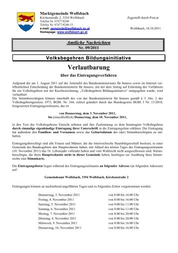 Amtliche Nachrichten - Marktgemeinde Wolfsbach
