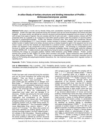 In silico Study of tertiary structure and binding - Bioinfo Publications