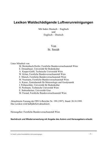 Lexikon Waldschädigende Luftverunreinigungen - BFW