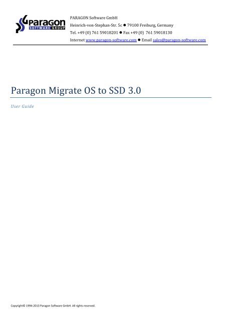 Paragon Migrate OS to SSD 3.0 - PARAGON Software Group