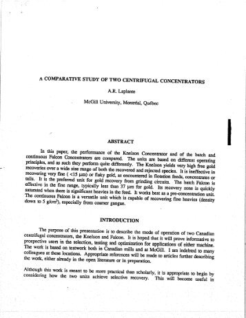 a comparative study of two centrifugal concentrators - Sepro Mineral ...