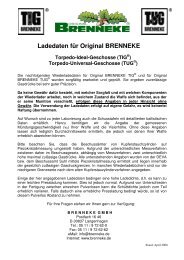 Ladedaten für Original BRENNEKE Torpedo-Ideal-Geschosse (TIG