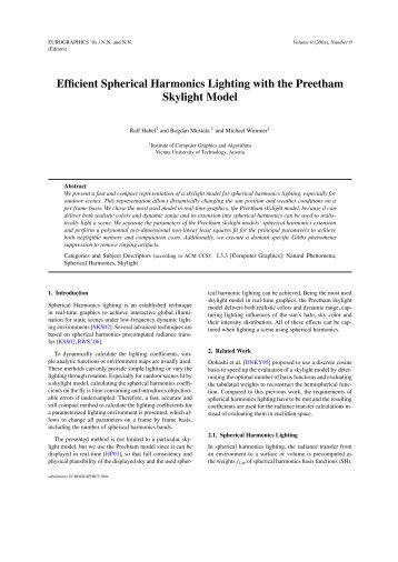 Efficient Spherical Harmonics Lighting with the Preetham Skylight ...