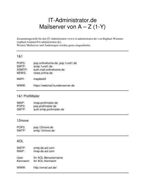 IT-Administrator.de Mailserver von A – Z (1-Y)