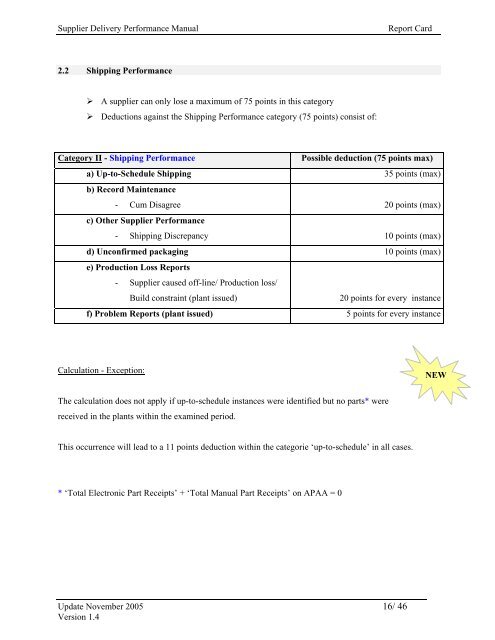 TABLE OF CONTENTS - Report Card Home