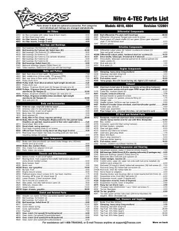 Nitro 4-TEC Parts List