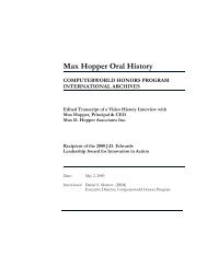 Max Hopper Oral History - The Computerworld Honors Program