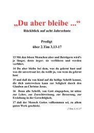 „Du aber bleibe ...“