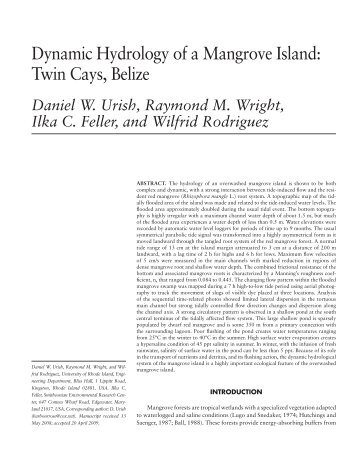 Dynamic Hydrology of a Mangrove Island: Twin Cays - Smithsonian ...