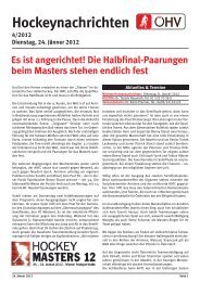 Hockeynachrichten 4/2012 Dienstag, 24. Jänner 2012 Es