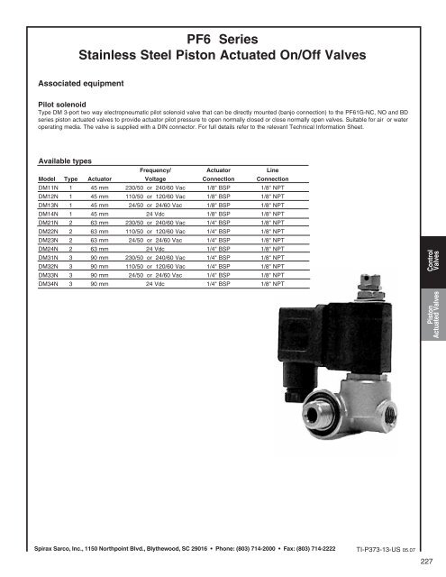 Controls & Instrumentation Product Manual - Spirax Sarco