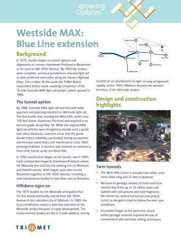 Westside MAX: Blue Line Extension Fact Sheet - TriMet