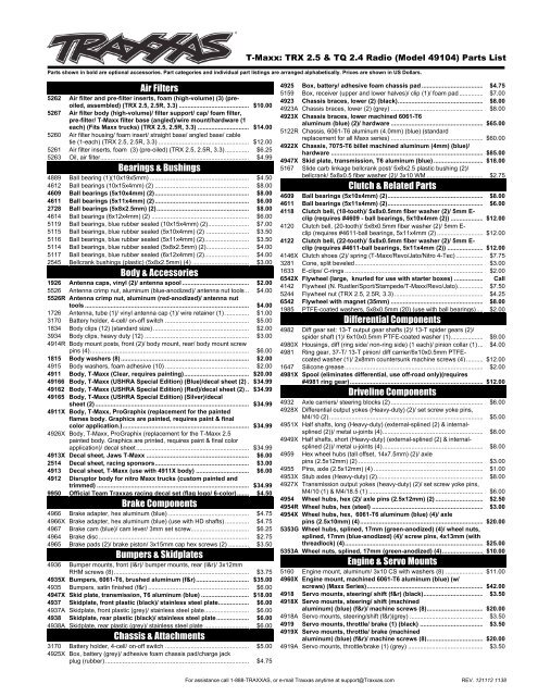 T-Maxx Classic (#49104) - Parts List - Traxxas