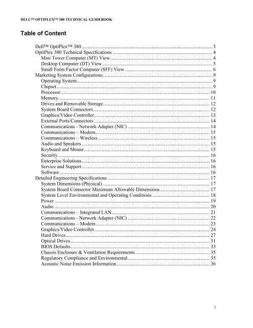 OptiPlex 380 Technical Guidebook - Dell