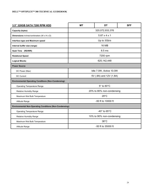 OptiPlex 380 Technical Guidebook - Dell