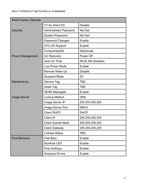 OptiPlex 380 Technical Guidebook - Dell