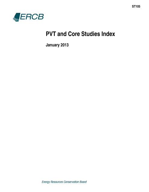 PVT and Core Studies Index - Energy Resources Conservation Board