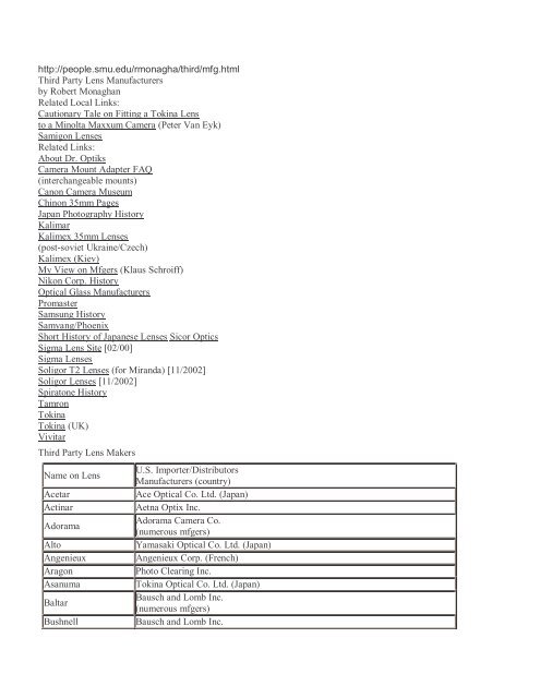 Optical Lens Tolerance Chart Uk