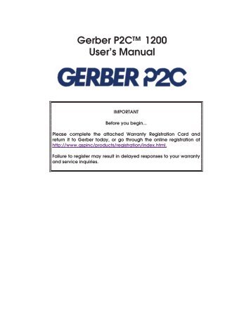 Gerber P2C™ 1200 User's Manual - Gerber Scientific Products