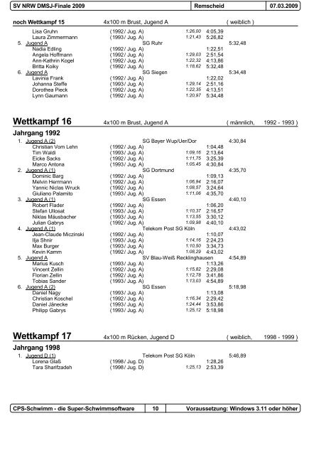 Wettkampf 13 - TPSK Schwimmen